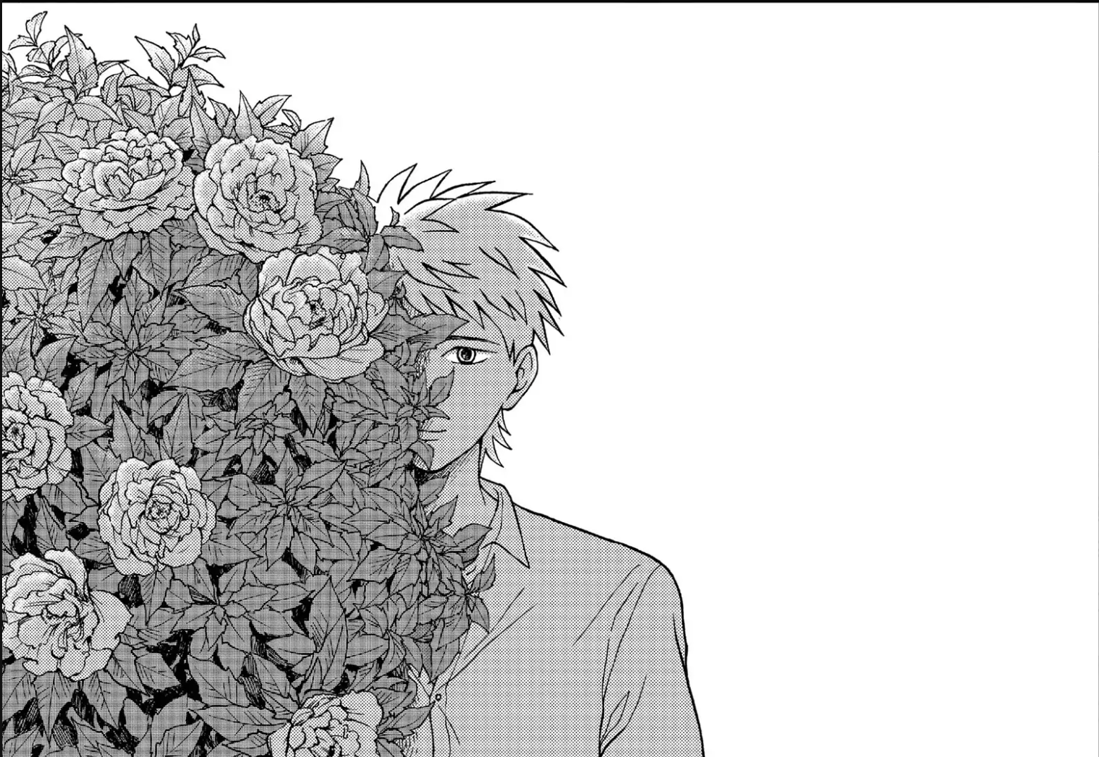 aono-kun behind flowers