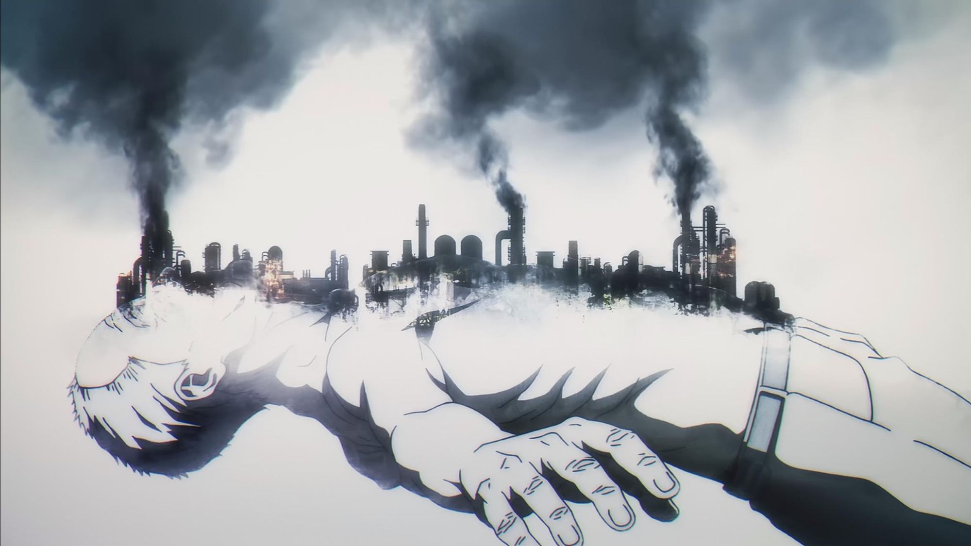 An old man's city silhouette in Inuyashiki.