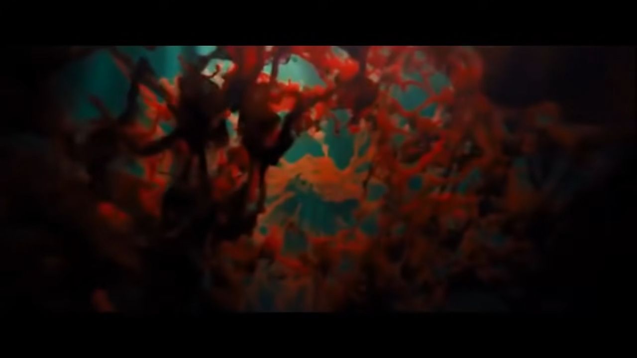 A red world of coral and blood under the sea.